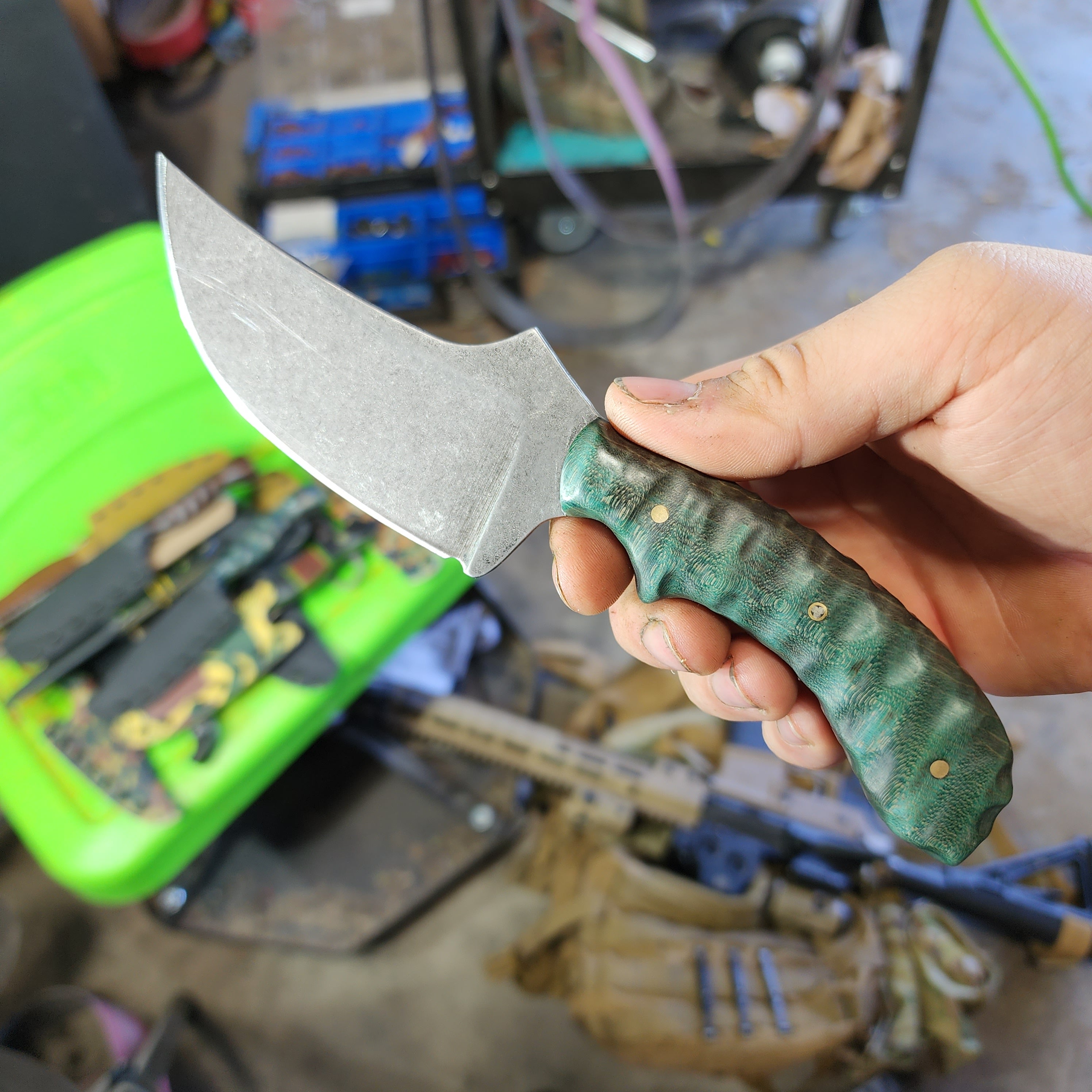 Teal/grey maple og skinner