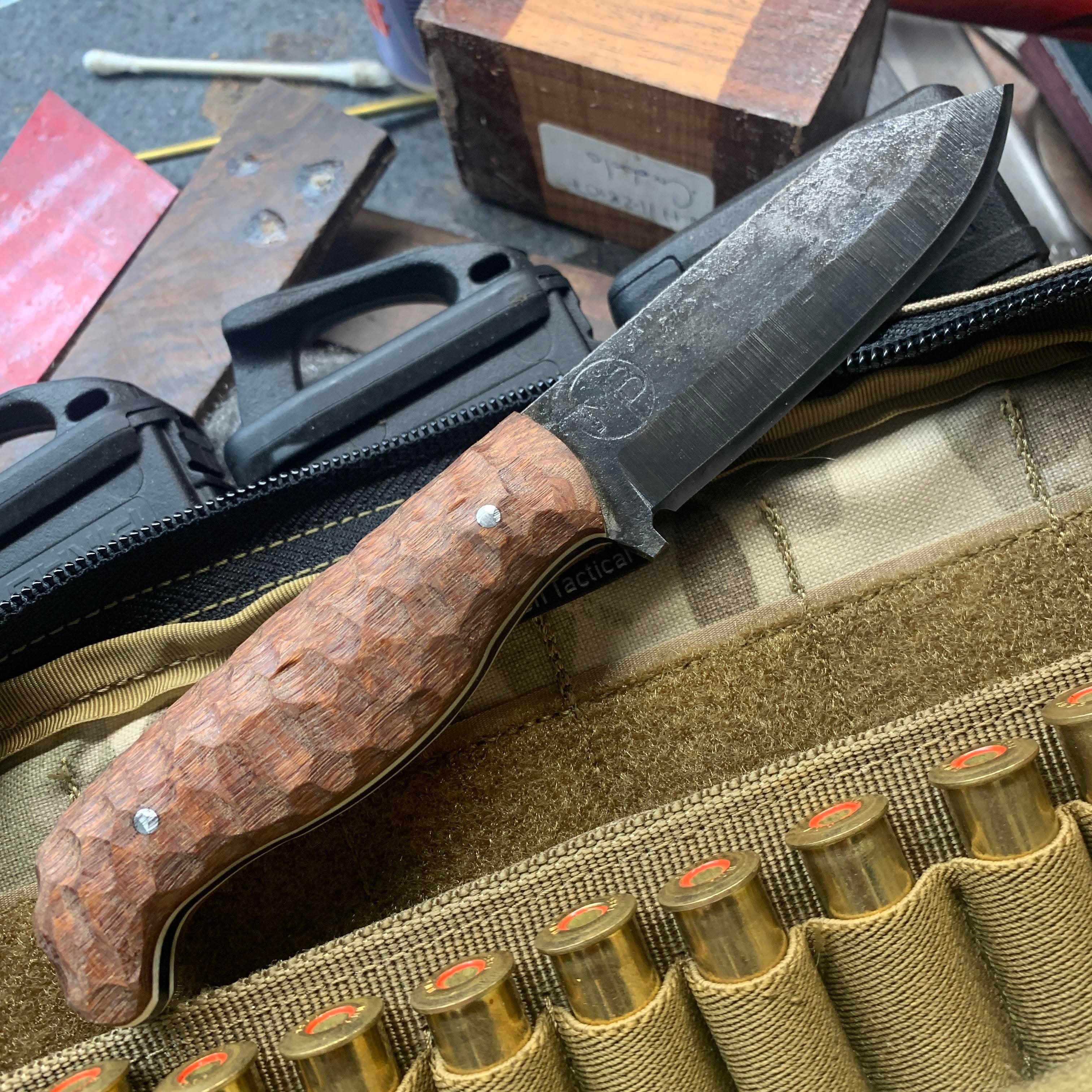 Textured Leopard Wood EDC, Gun Blued
