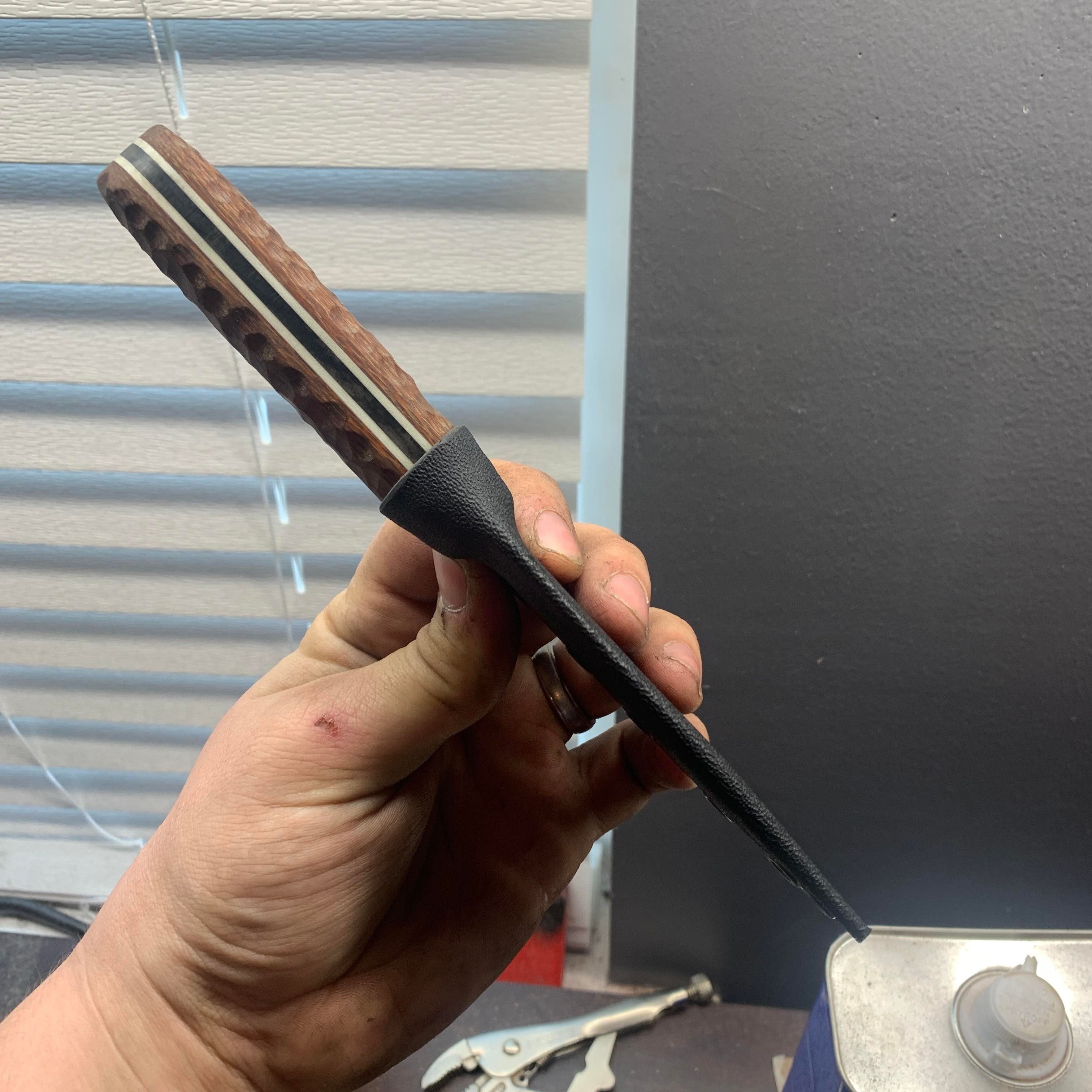 Textured Leopard Wood EDC, Gun Blued