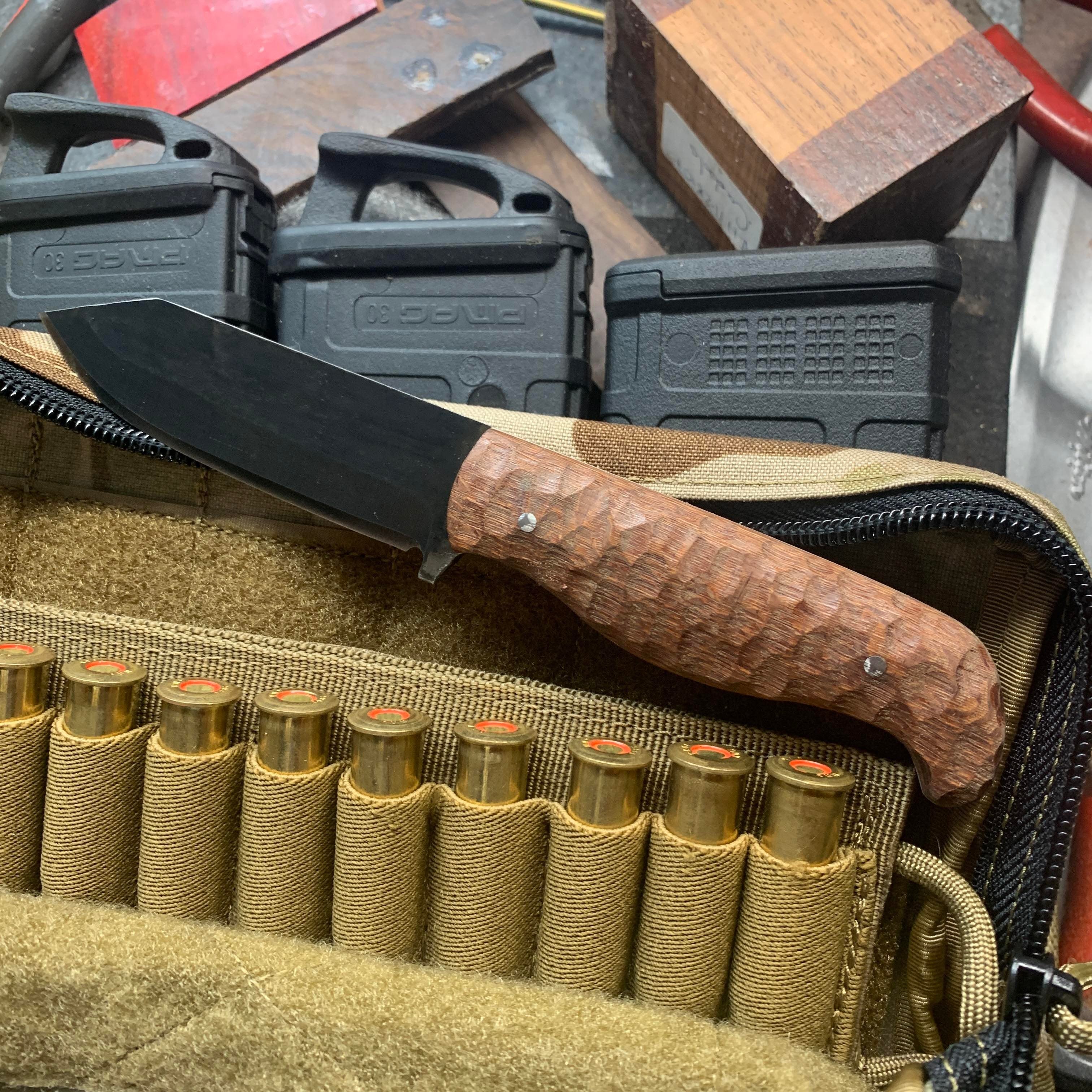 Textured Leopard Wood EDC, Gun Blued