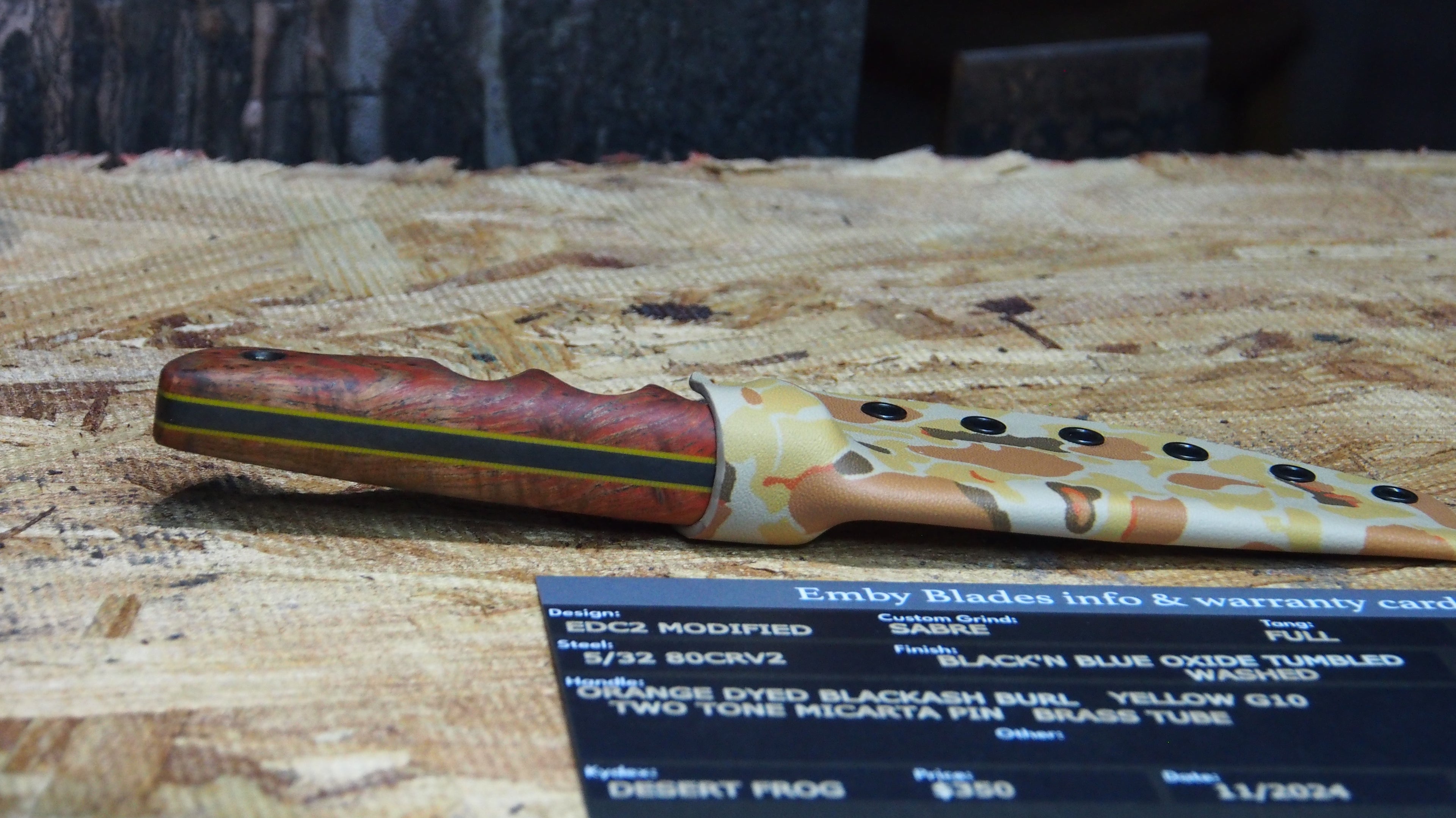 EDC2 Modified, Orange Black ash burl