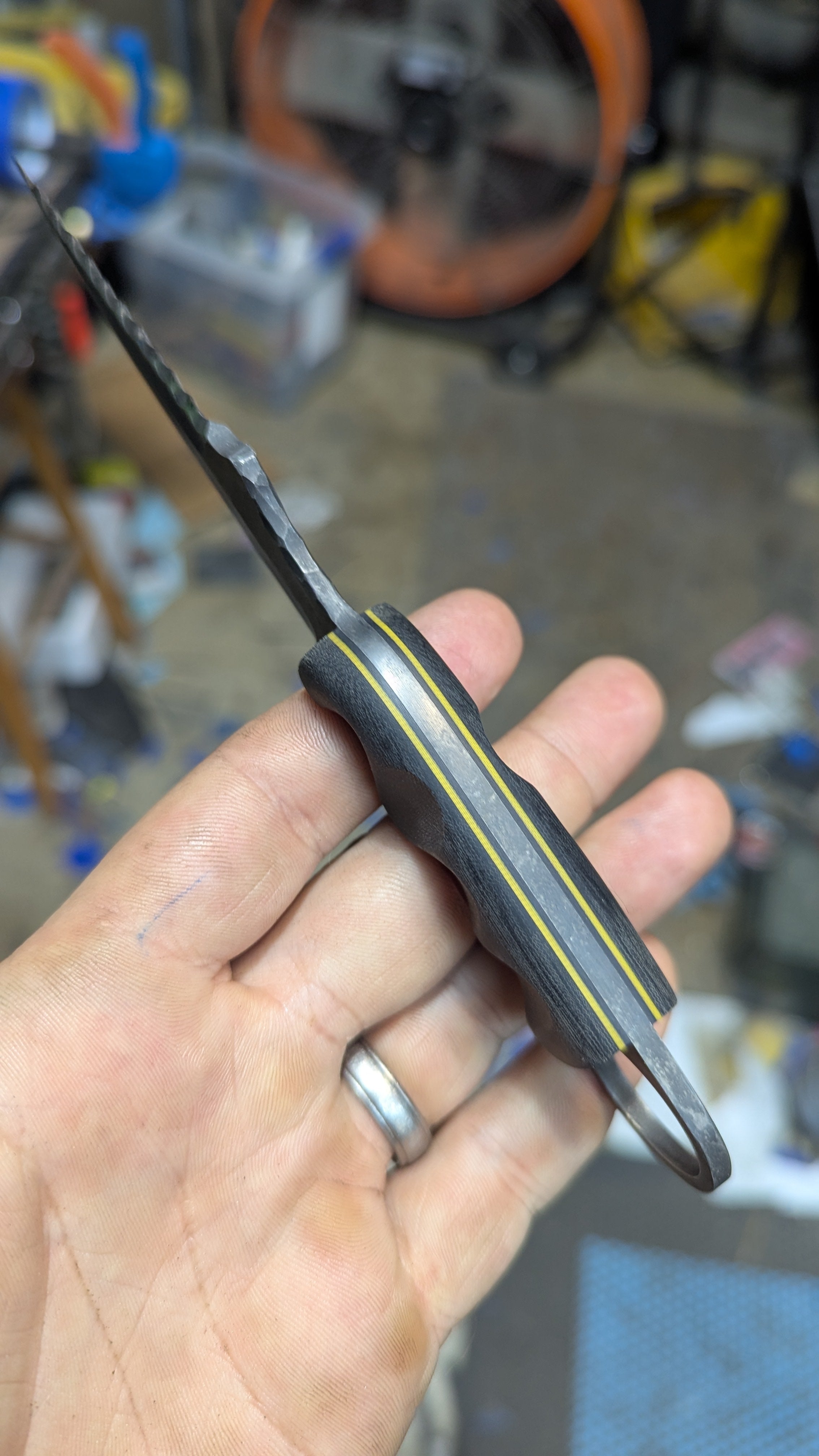 Black Micarta, black/yellow g10, Ringed Sliver