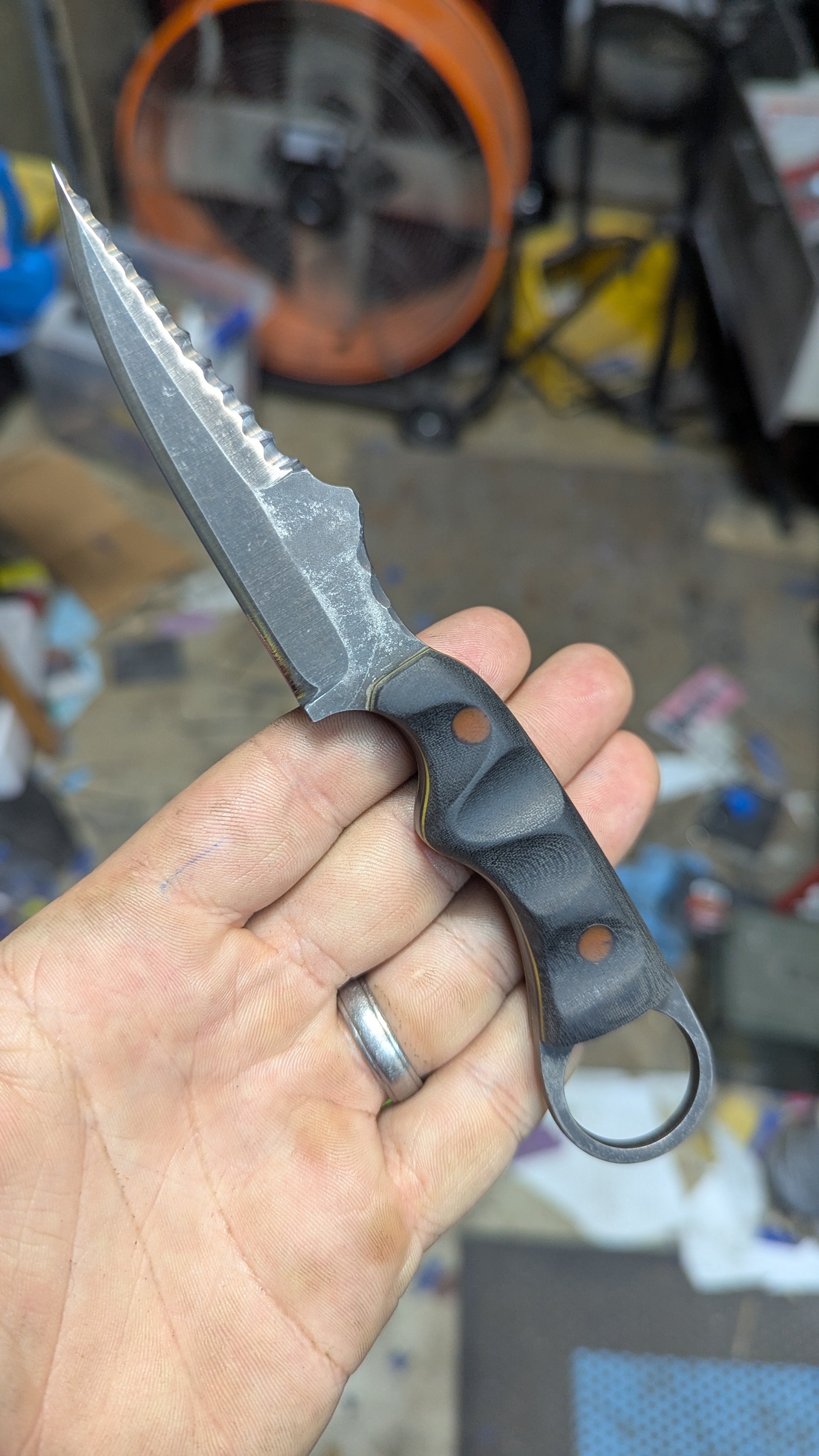 Black Micarta, black/yellow g10, Ringed Sliver