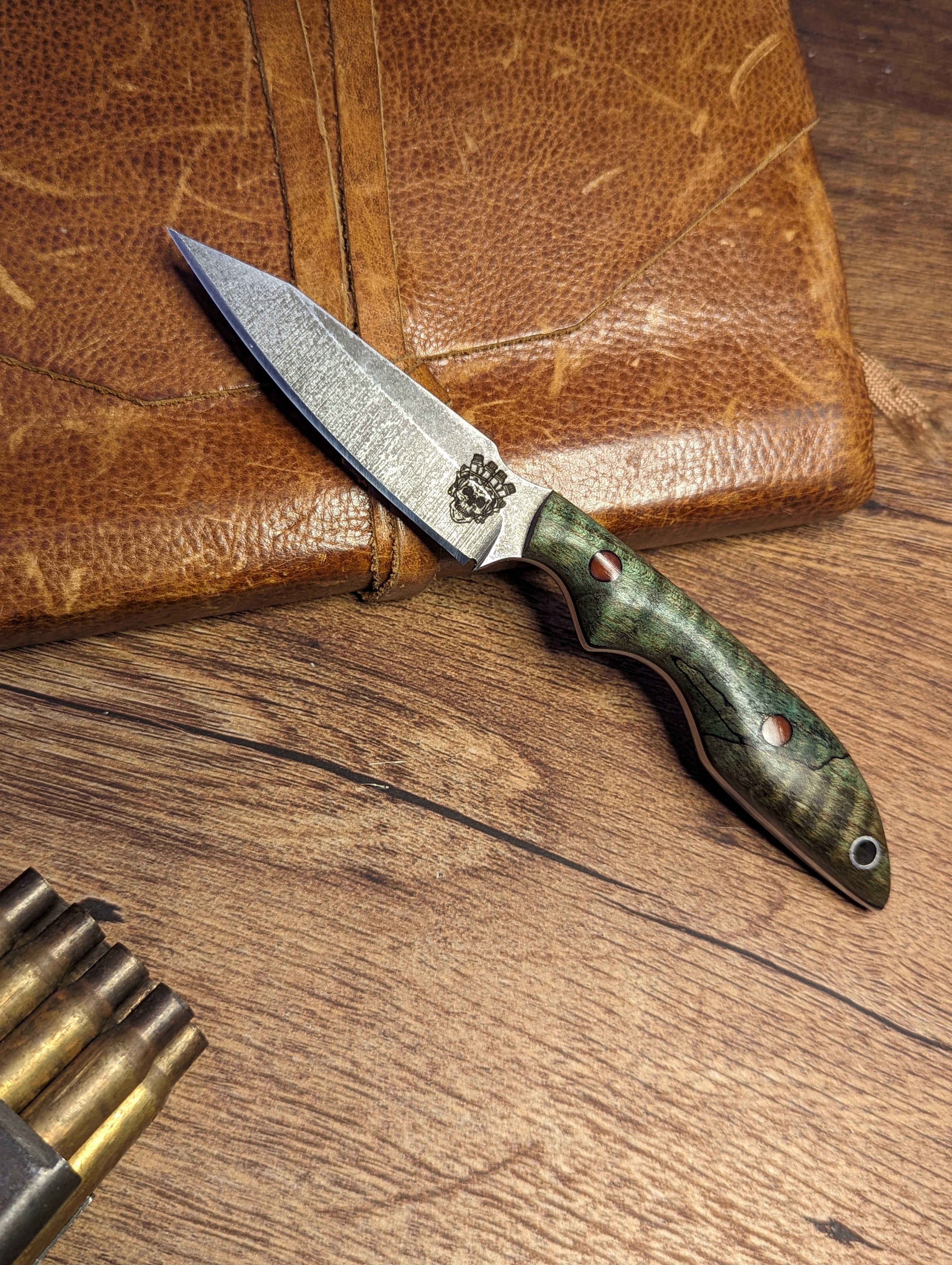 Dirty Sliver, Green Curly spalted maple