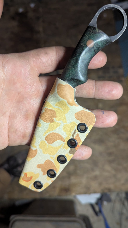 Green Maple Burl, Ringed Sliver, Butterscotch Micarta pins