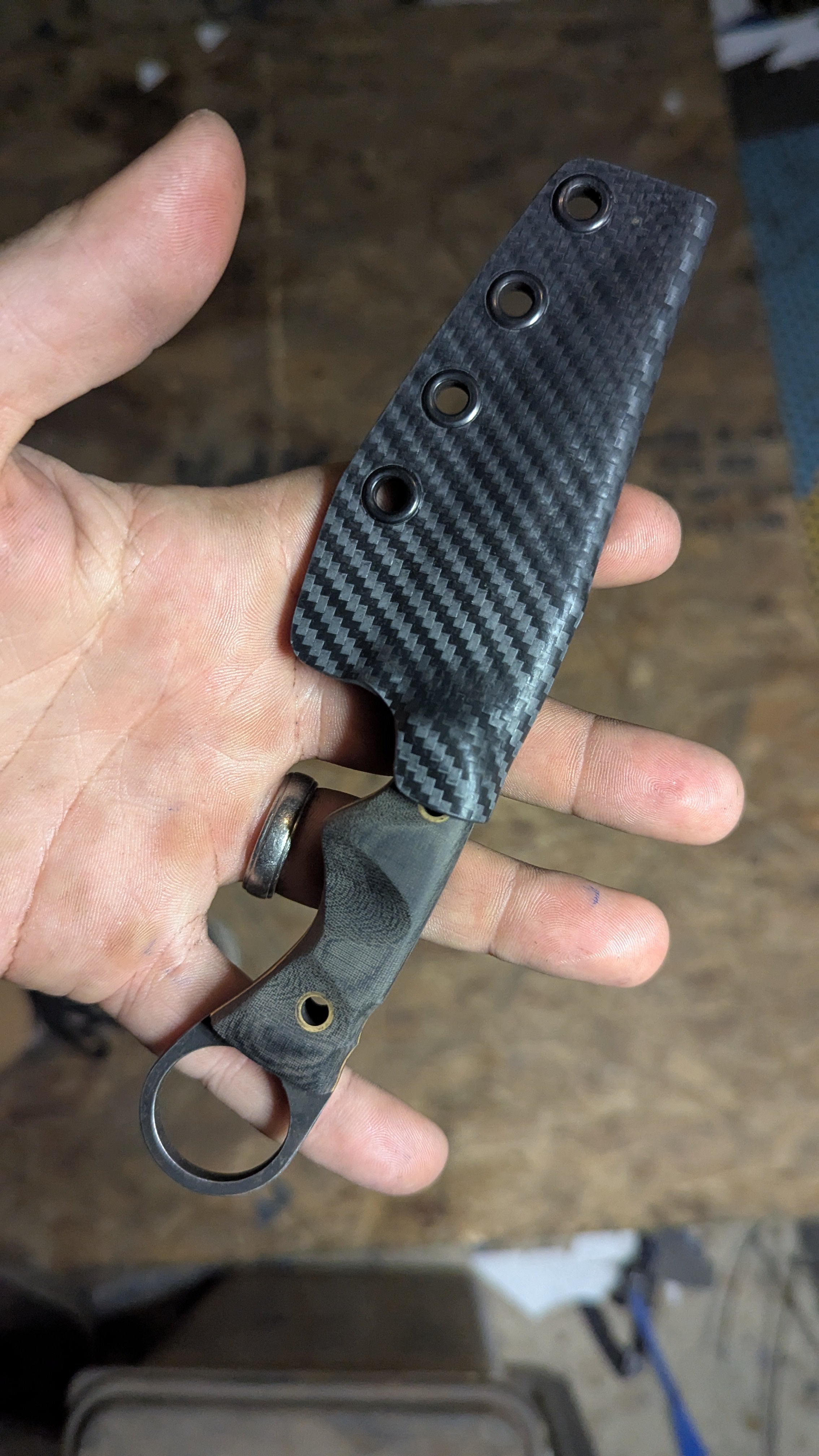 Black Micarta, Brass, Ringed Sliver