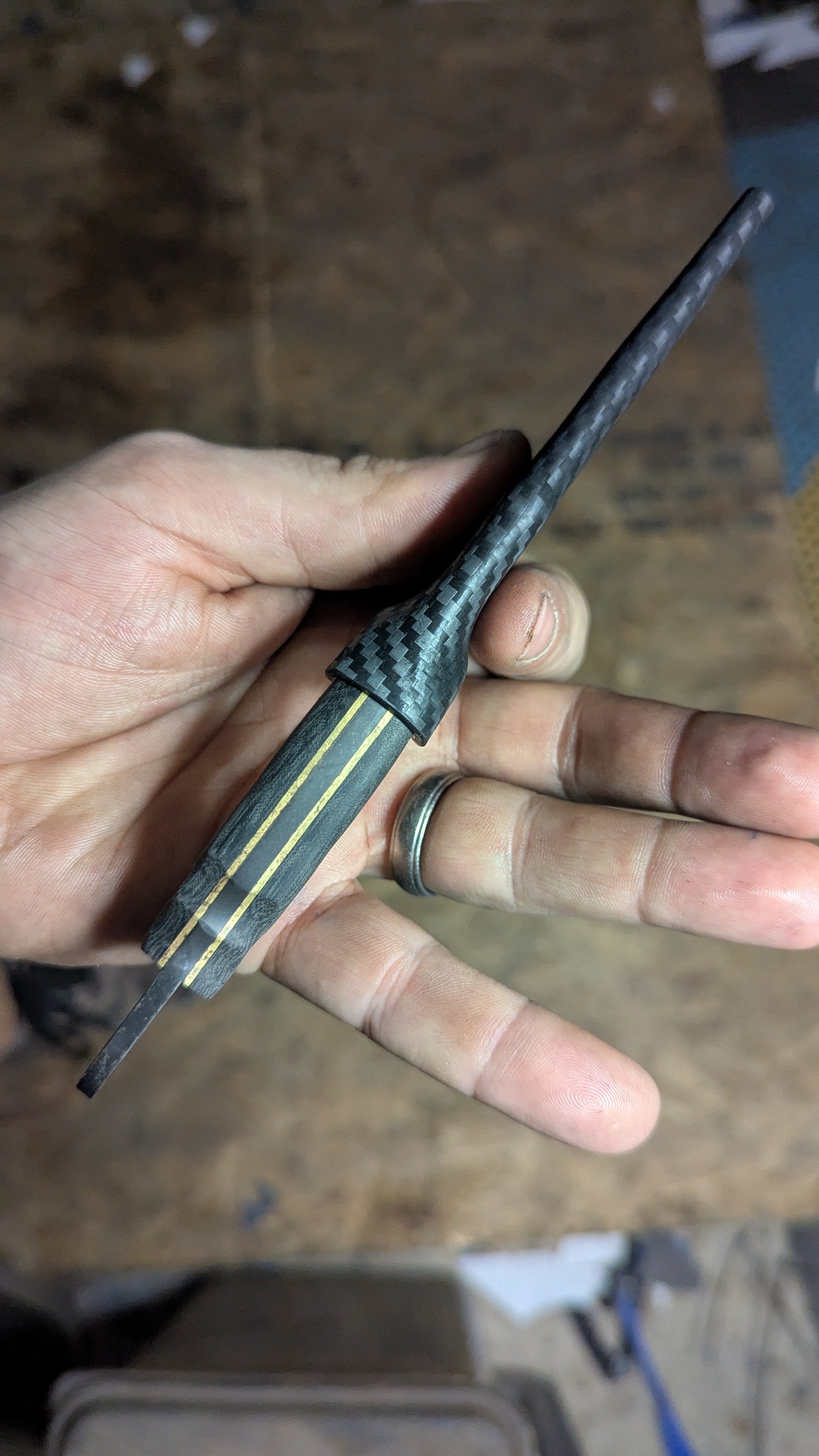 Black Micarta, Brass, Ringed Sliver