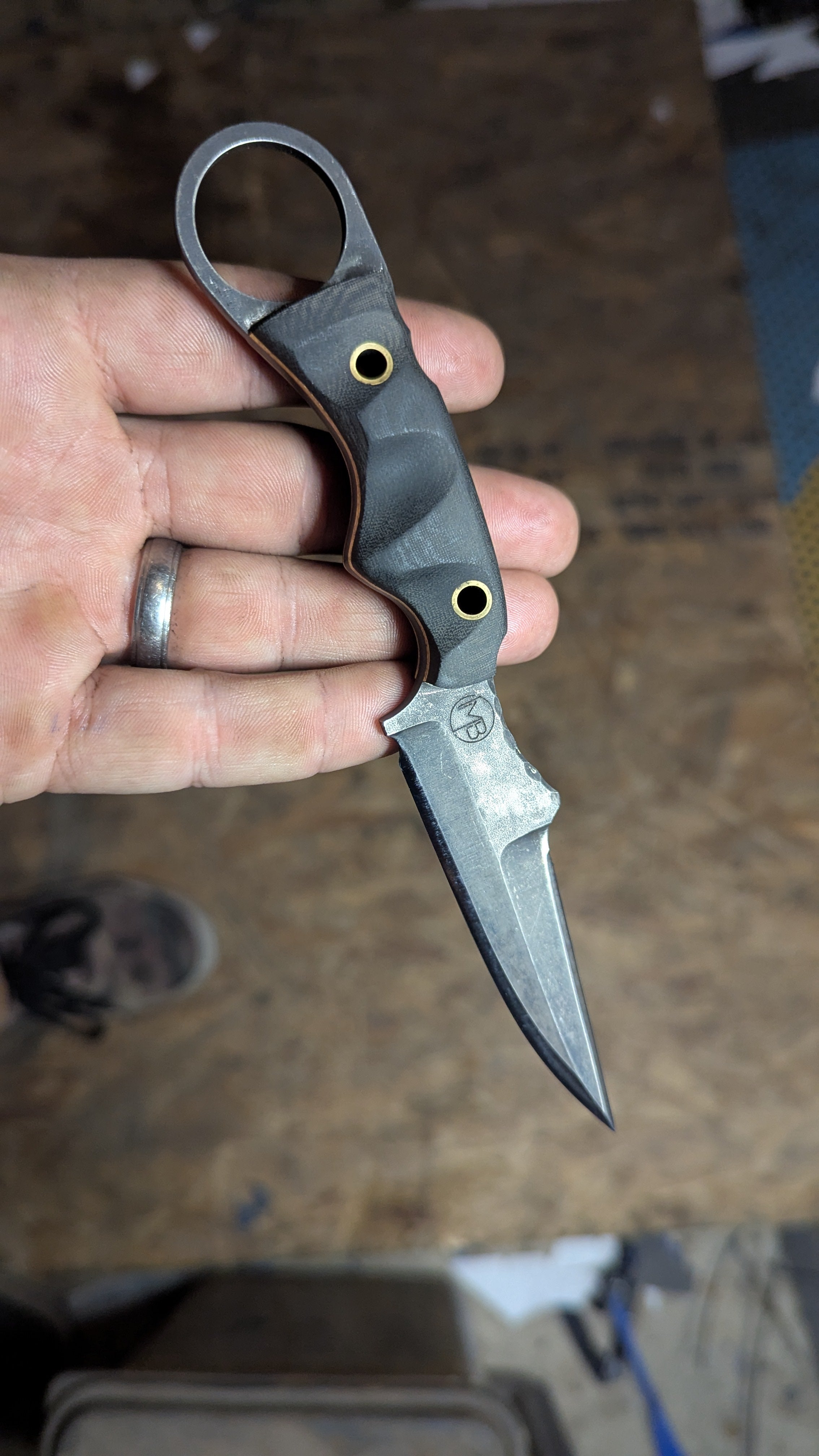 Black Micarta, Brass, Ringed Sliver