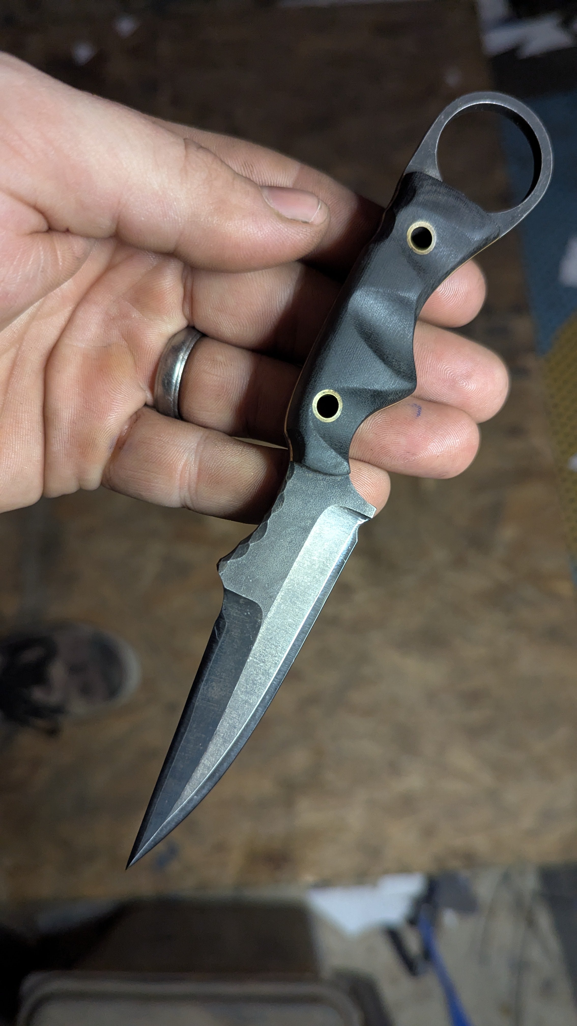 Black Micarta, Brass, Ringed Sliver