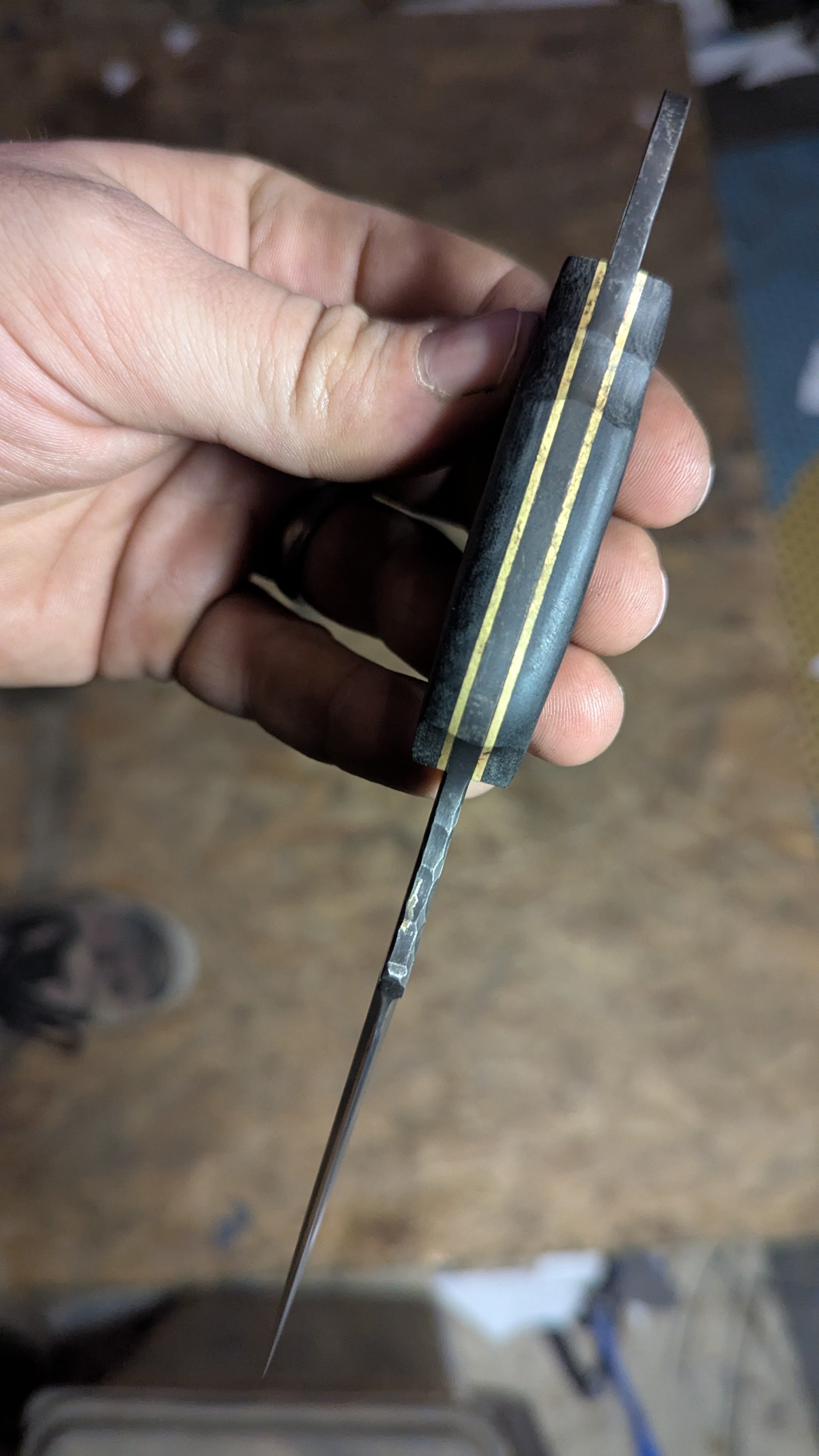 Black Micarta, Brass, Ringed Sliver