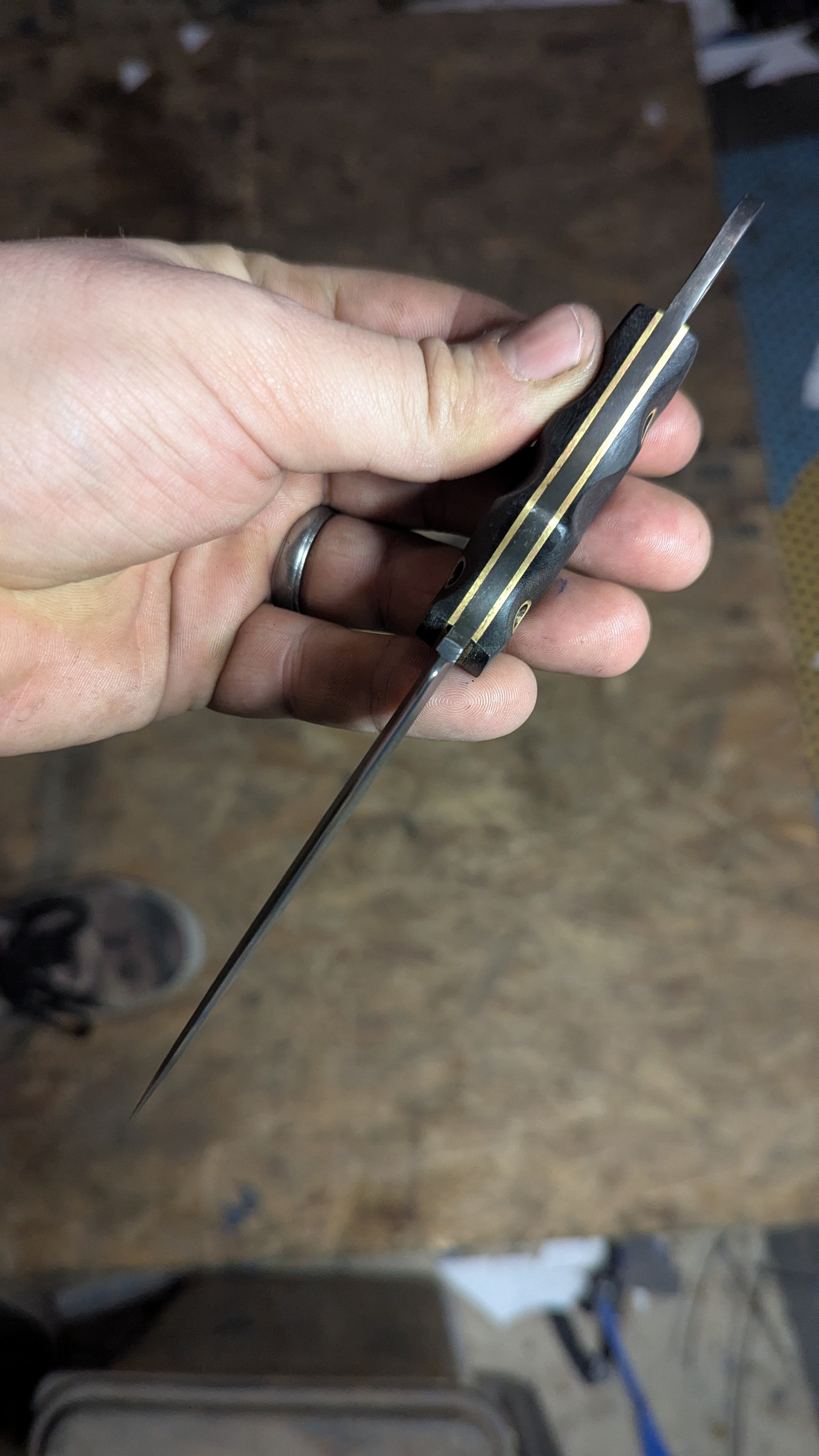 Black Micarta, Brass, Ringed Sliver