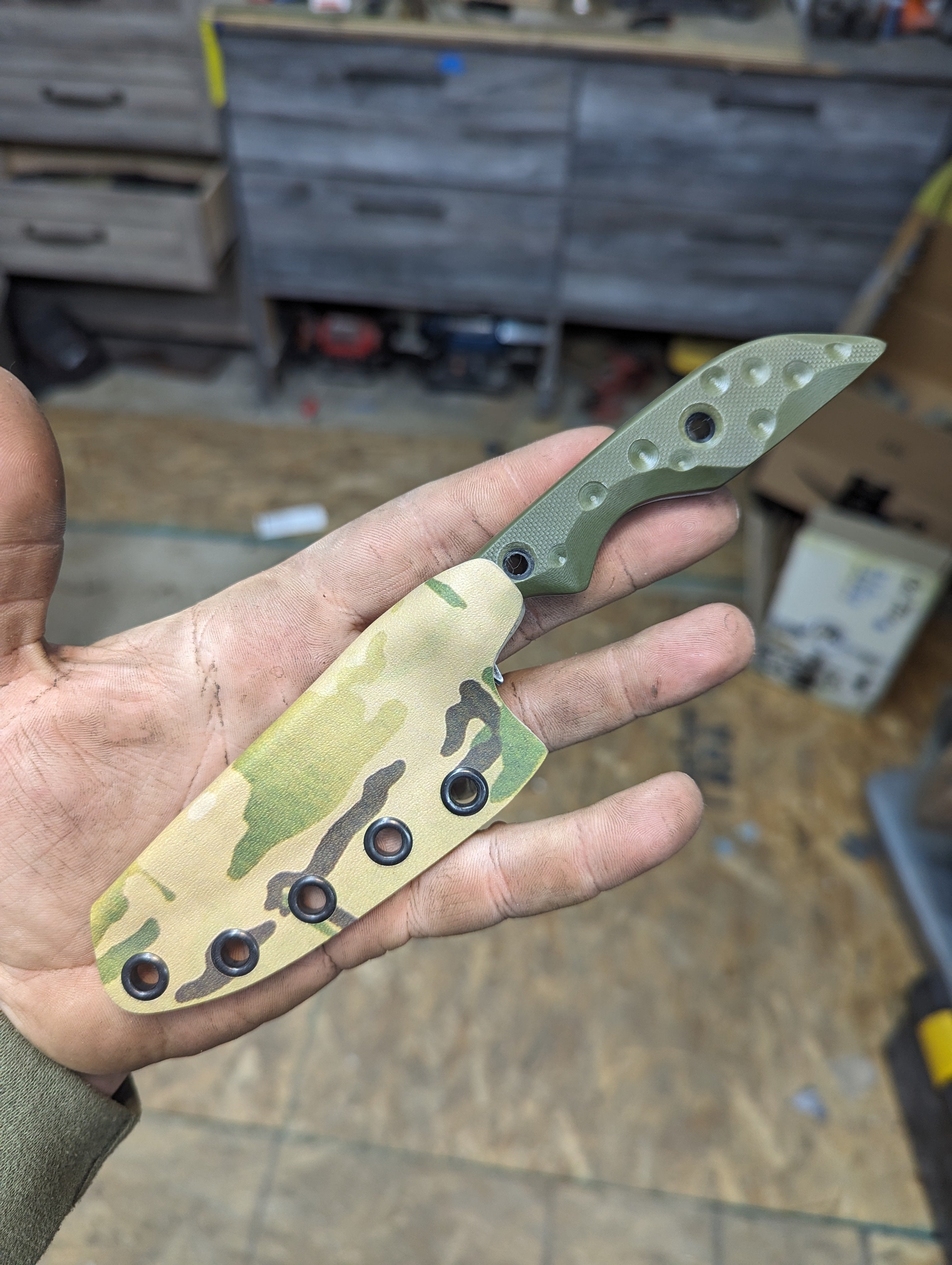 Dimpled OD Green G10 sliver