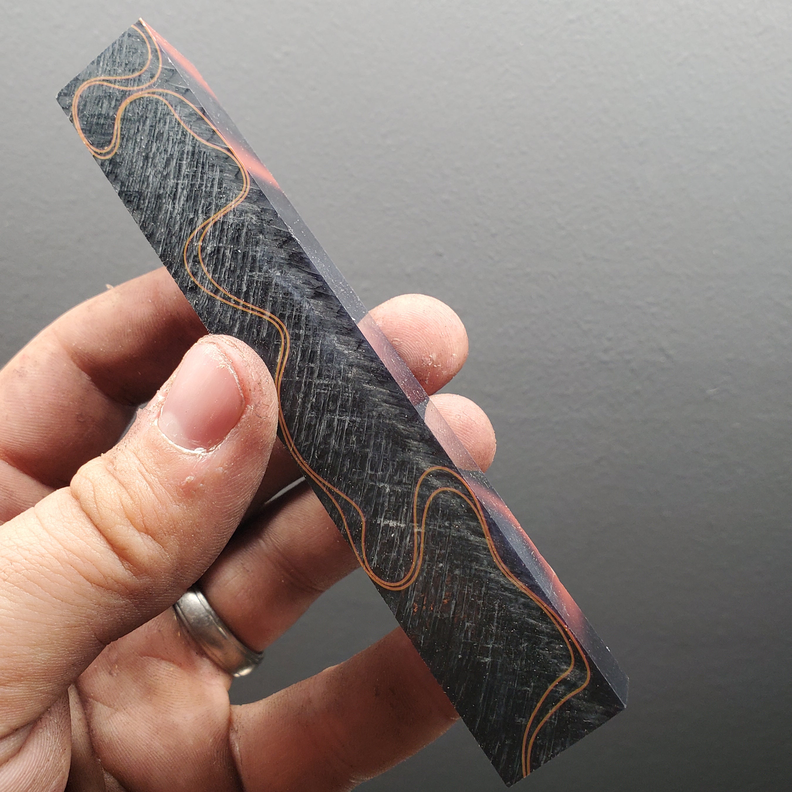 Orange and Yellow laced Black Acrylic
