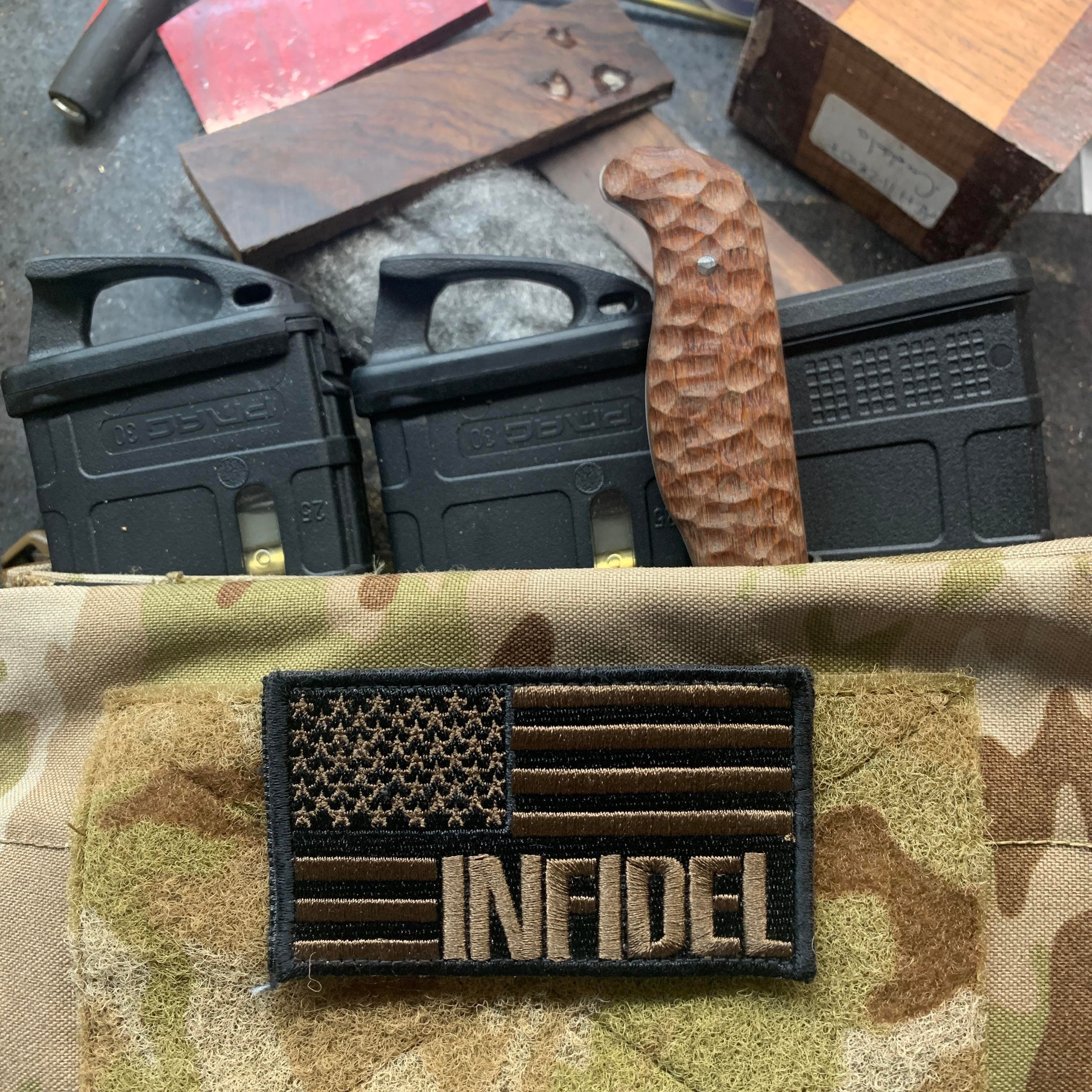Textured Leopard Wood EDC, Gun Blued